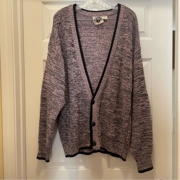 Vintage JW Men’s Pink 80s Acrylic Cardigan Sweater Size XL - Picture 1 of 4